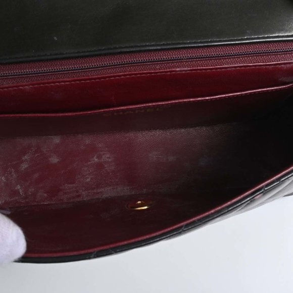 CHANEL Lambskin Diana Flap Matelasse Coco Mark Chain Shoulder Bag Black Women's - Picture 6 of 10